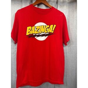 The Big Bang Theory Bazinga Shirt Mens Large Red Short Sleeve Ripple‎ Junction